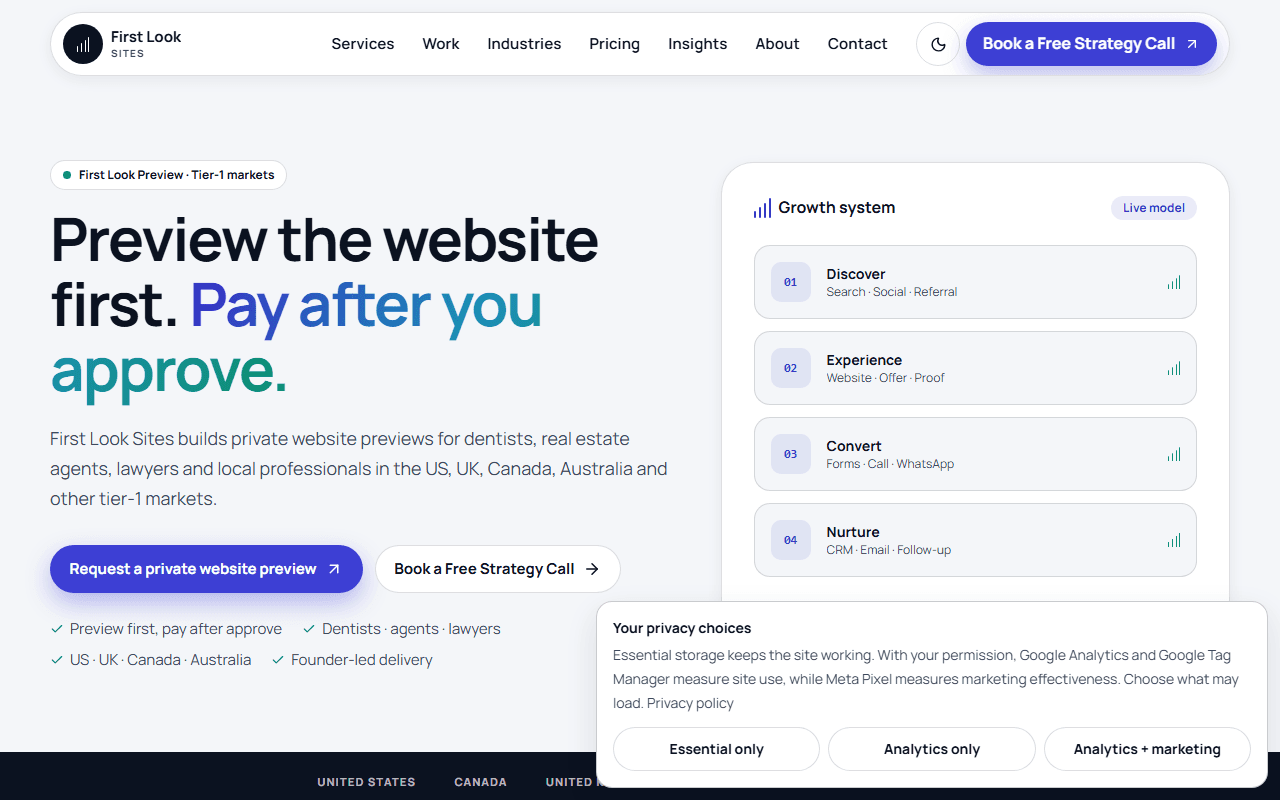 First Look Sites website screenshot