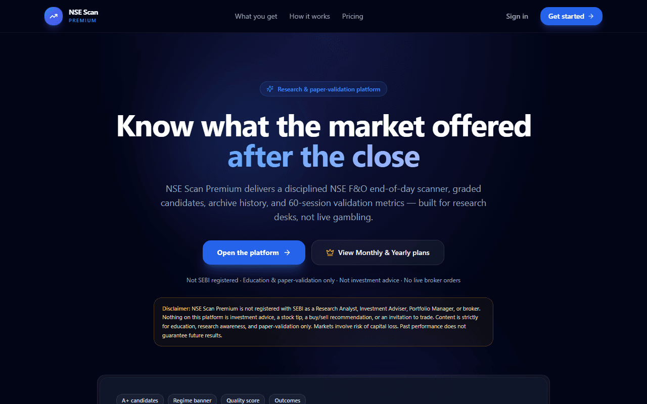 NSE Scan website screenshot